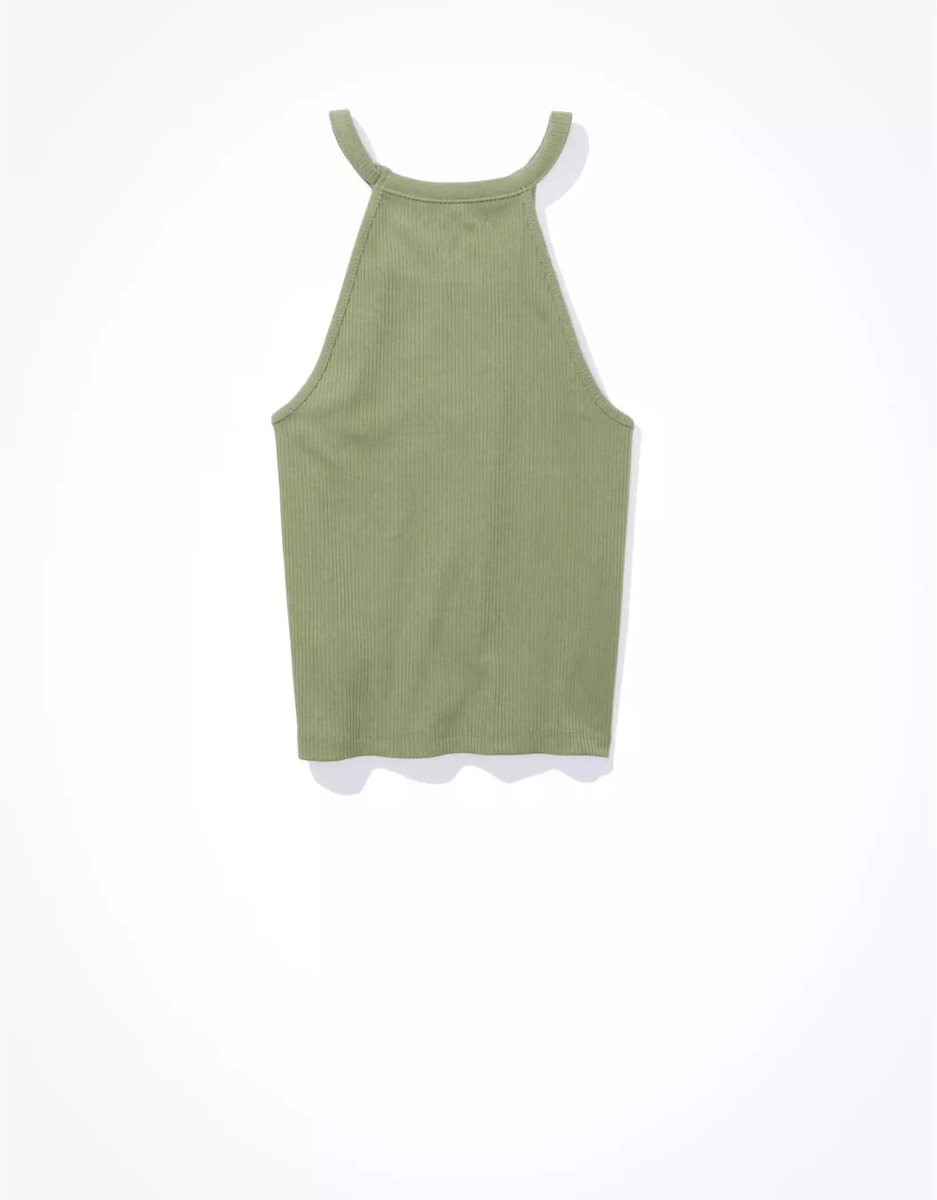 Debardeur American Eagle AE High Neck Cut-Out Halter Vert Olive Femme | SHY-89777898